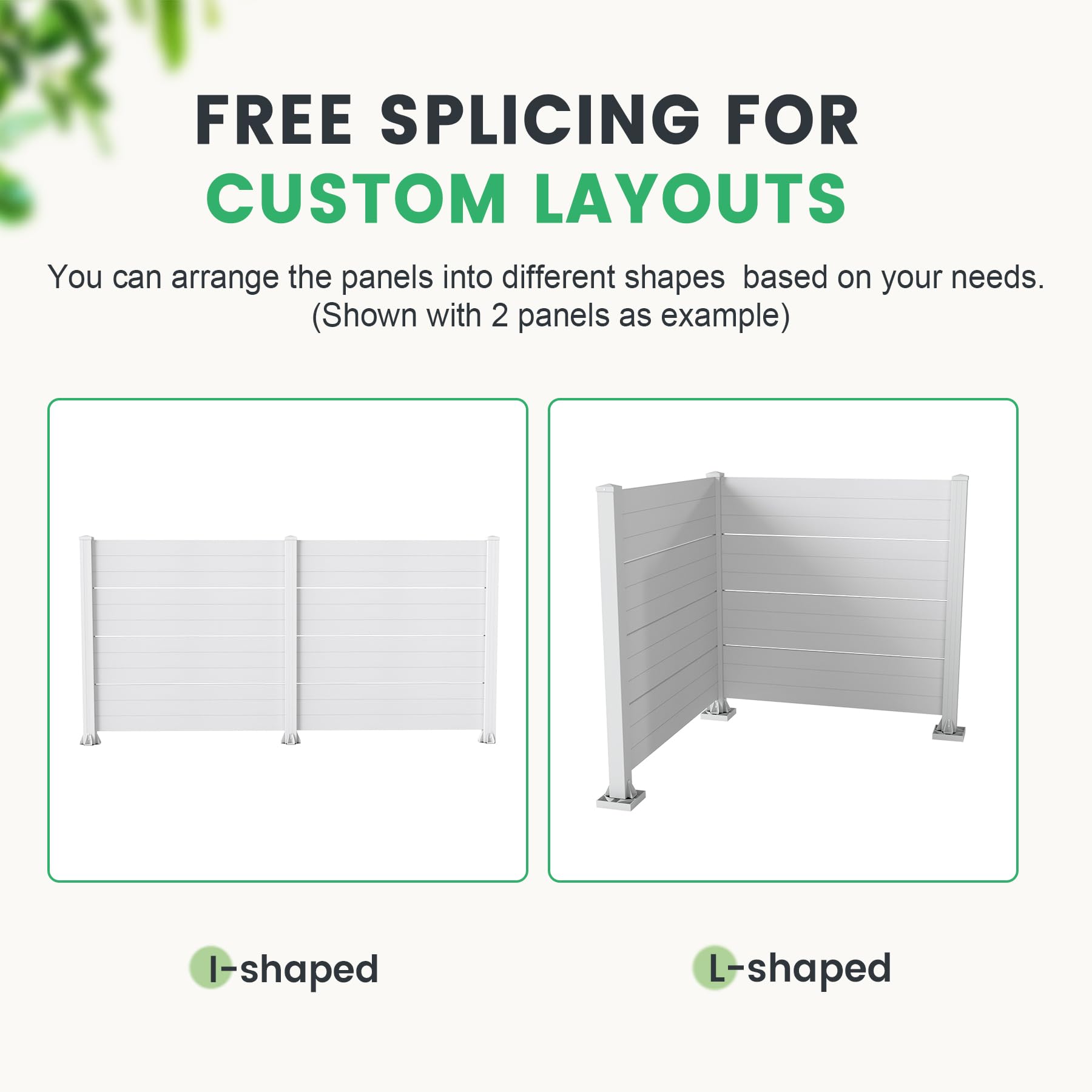 50" W x 49" H Outdoor Privacy Screen, Air Conditioner Fence, All-Weather Vinyl Privacy Fence Screens with Aluminum Posts, 2 Panels, White image 8