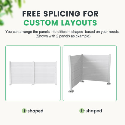 50" W x 49" H Outdoor Privacy Screen, Air Conditioner Fence, All-Weather Vinyl Privacy Fence Screens with Aluminum Posts, 2 Panels, White image 8