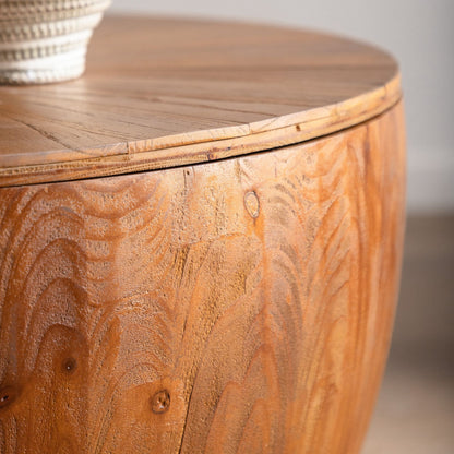 31.50"Vintage Style Bucket Shaped Coffee Table with storage function, for Office, Dining Room and Living Room, Brown image 15