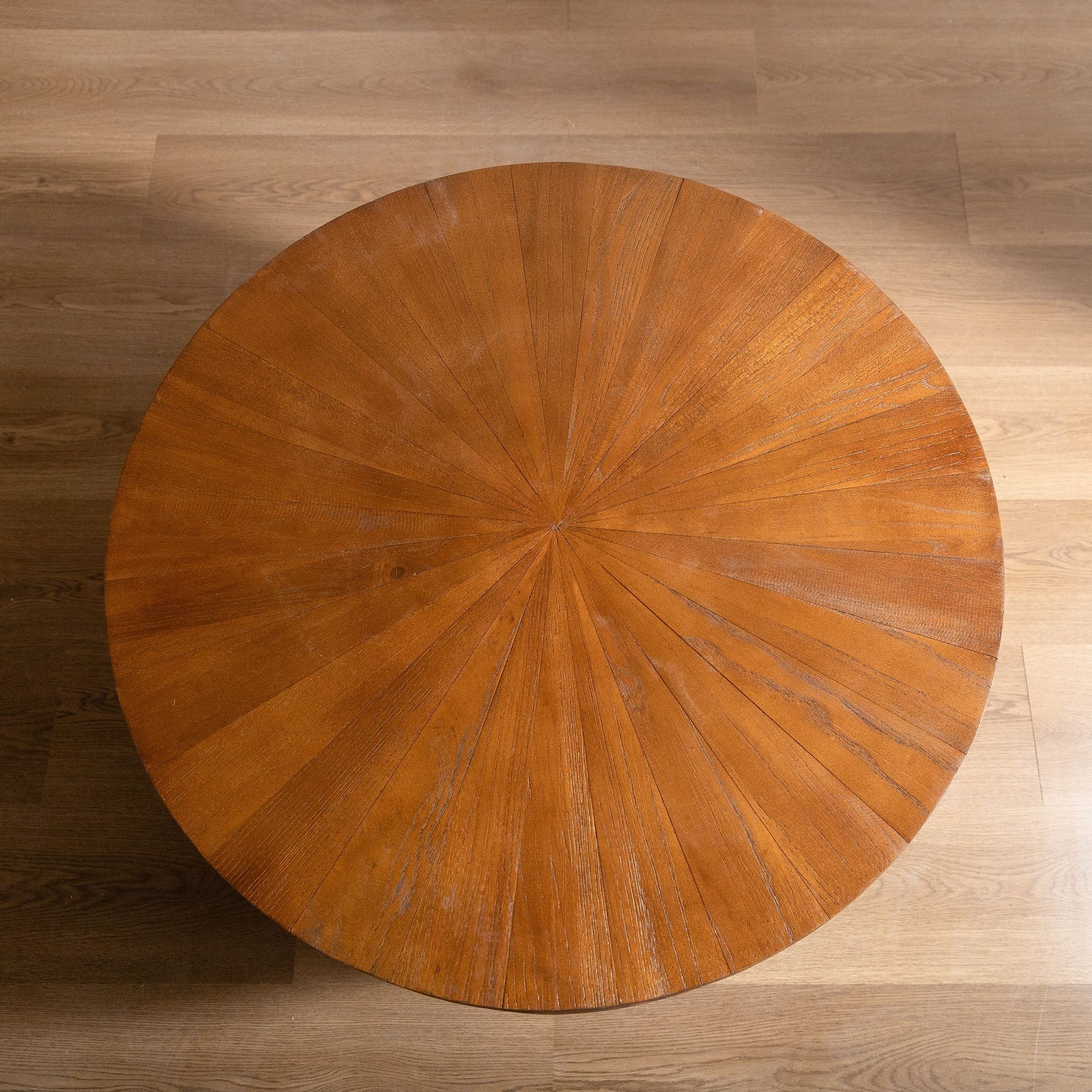 31.50"Vintage Style Bucket Shaped Coffee Table with storage function, for Office, Dining Room and Living Room, Brown image 13