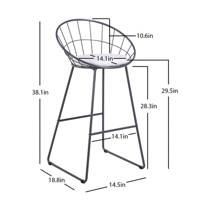 2Pcs Modern Nordic Counter Height Bar Stools, 29.5" Seat Height Industrial Bar Chairs with Curved Hollow Metal Frame Backrest, Padded Faux Leather Seat,Assembly Needed image 4