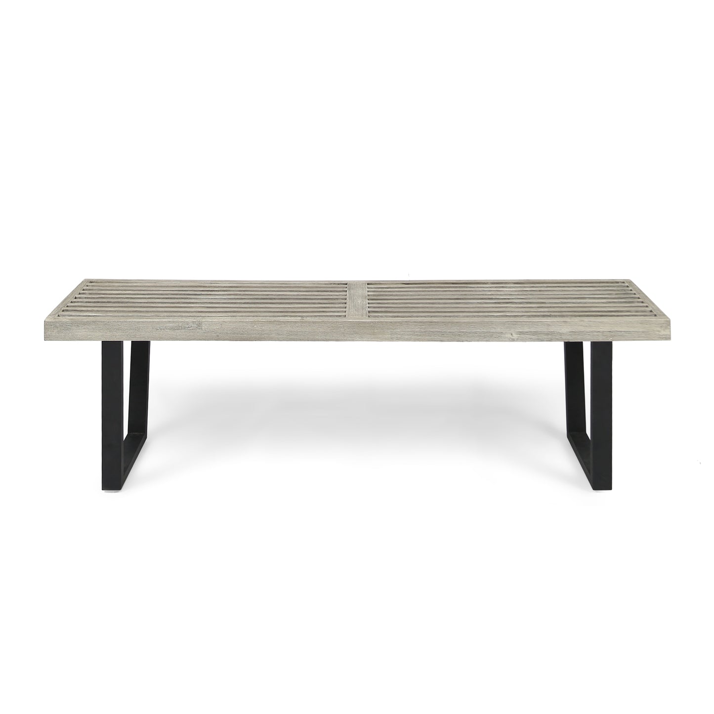 Metal/Solid Wood Outdoor Bench image 2