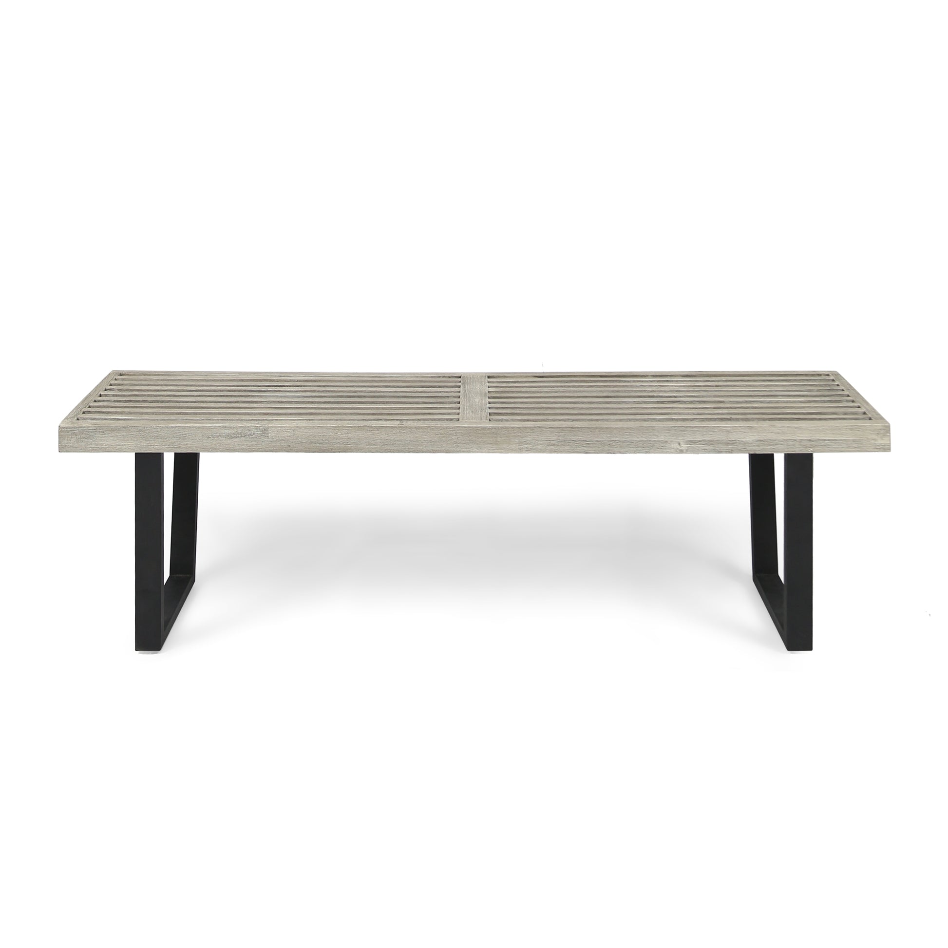 Metal/Solid Wood Outdoor Bench image 2