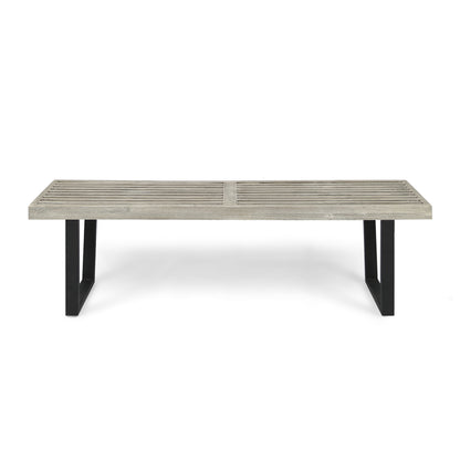 Metal/Solid Wood Outdoor Bench image 2