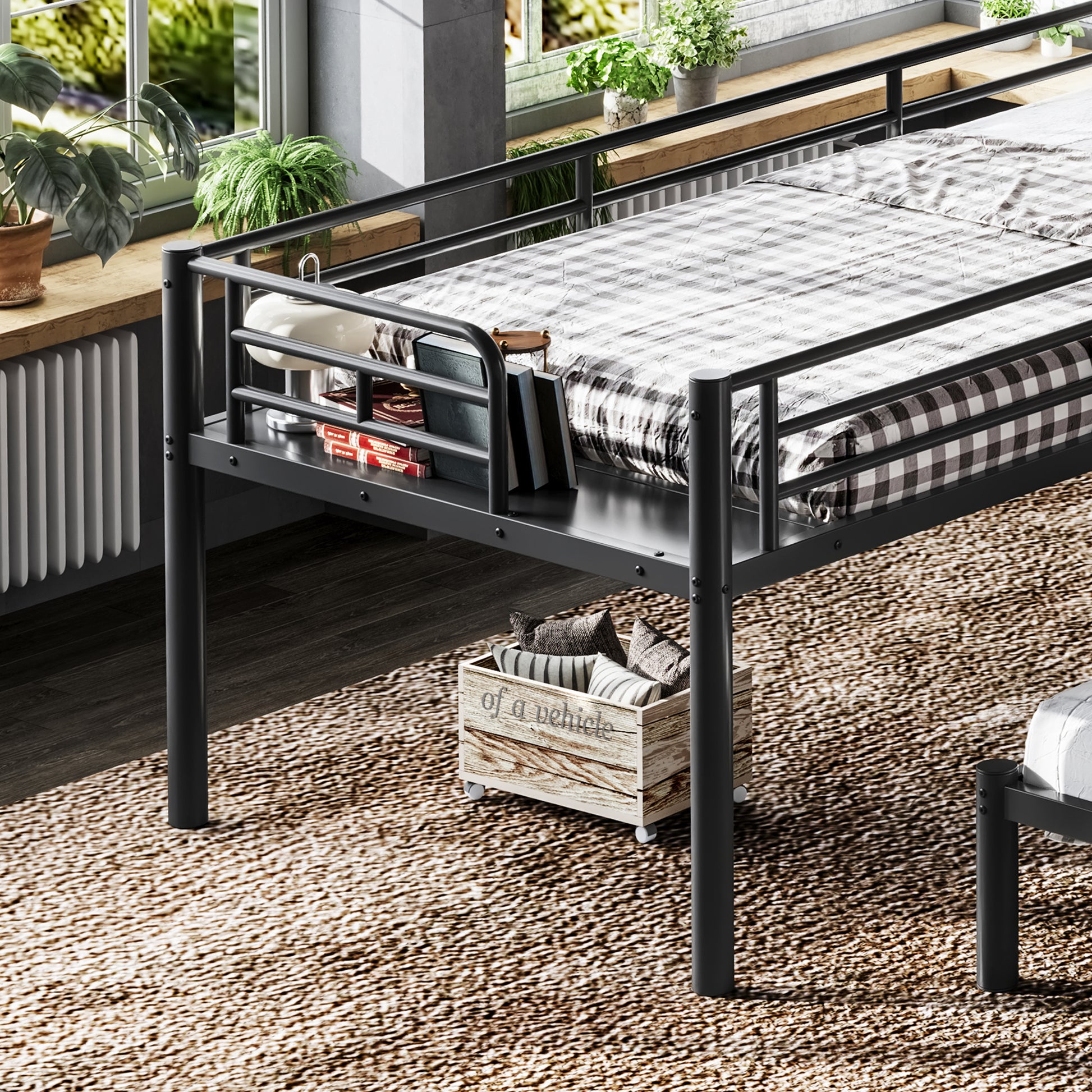 Twin over Twin & Twin Bunk Beds for 3, Twin XL over Twin & Twin Bunk Bed Metal Triple Bunk Bed, Black image 7