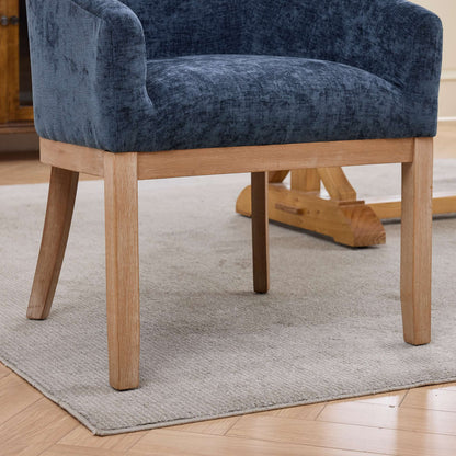 Mid Century Modern Upholstered Barrel Dining Chairs with Arms,Farmhouse Chenille Kitchen & Dining Room Chairs with Natural Hardwood Frame, 19" W Accent Chairs for Living Room,Single Pack,Blue,SW1891BL image 12