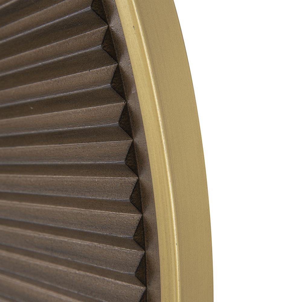 31.5x1x31.5" Round Carter Wooden Mirror with Gold Iron Frame Neutral Colorway Wall Decor for Live space, Bathroom, Entry image 16