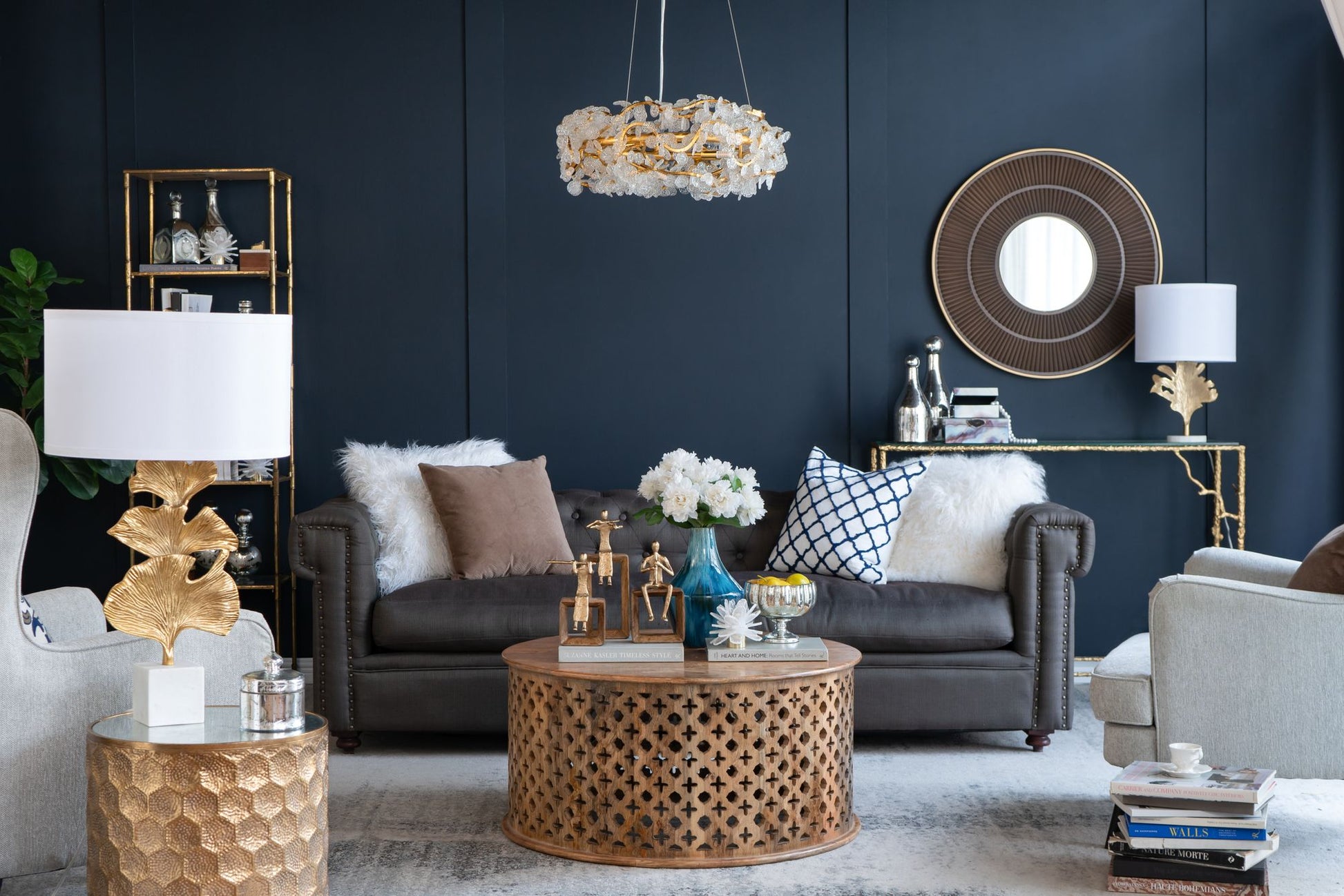 Entryway mirror with gold frame
