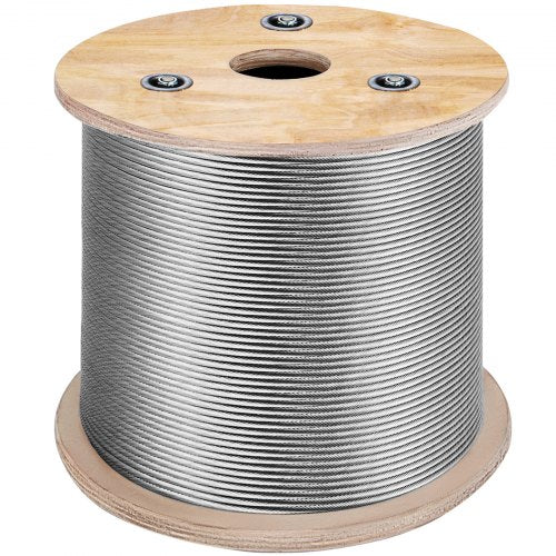 VEVOR Wire Rope Cable, 1/8-1/4 in T304/T316 Stainless Steel  500 ft / 1/8 inch / 7x7