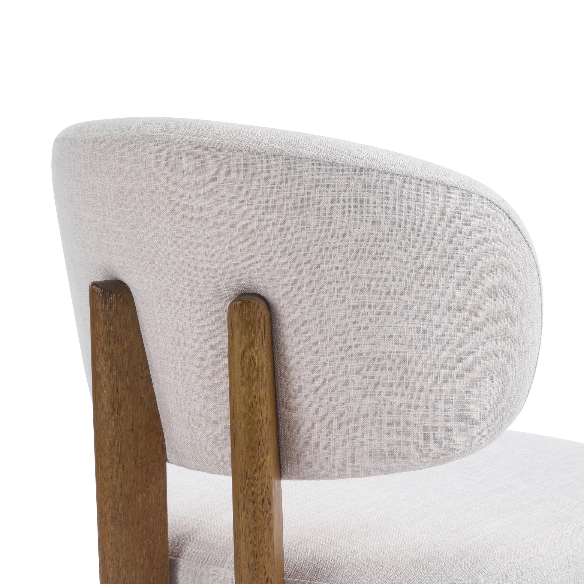 Beige Upholstered Mid-Century Walnut Finished Frame Dining Chairs (Set of 2) image 12