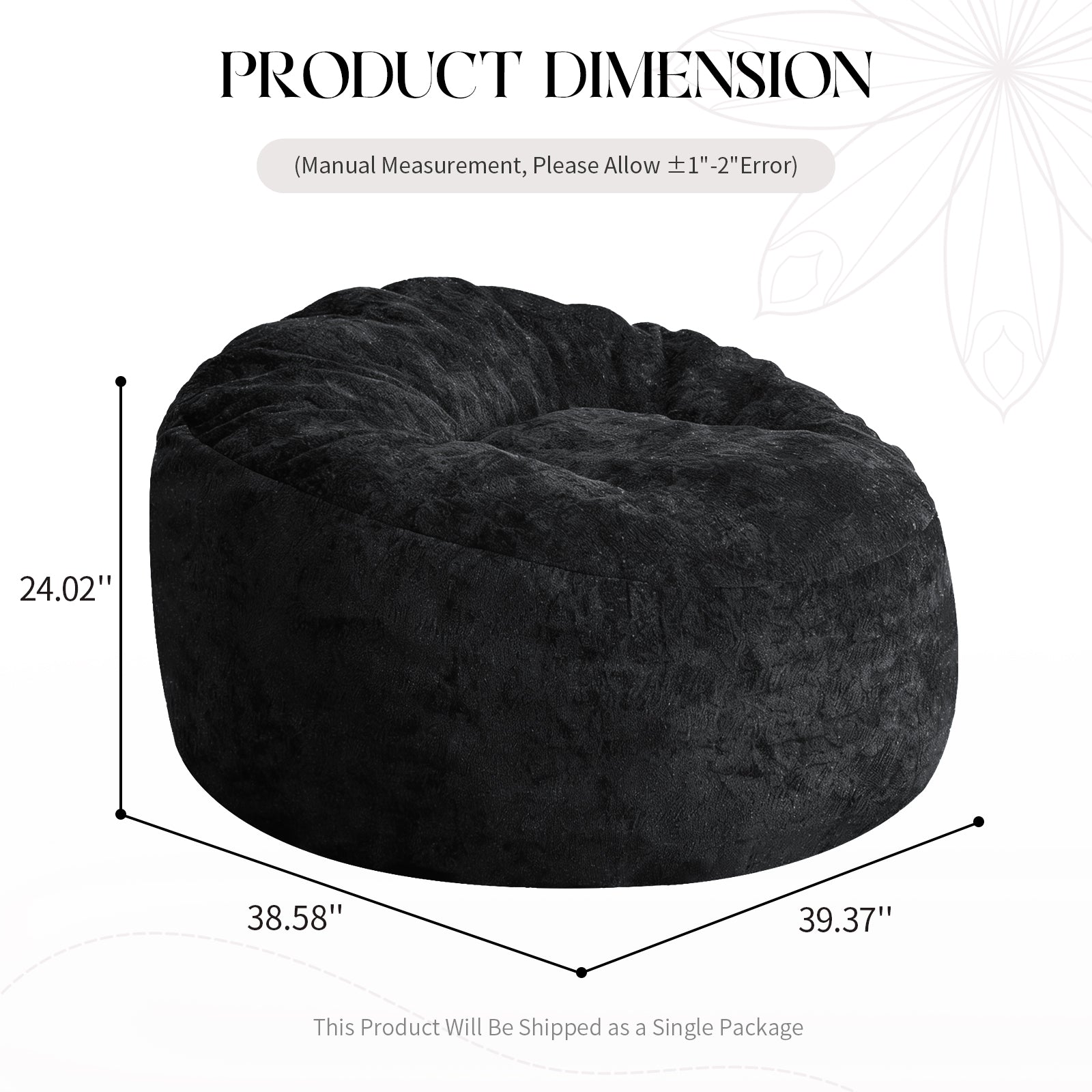 Ultra-Comfort Ergonomic Bean Bag Lounge Chair with Adjustable High-Elasticity Inner Filling and Detachable Washable Cover for Multi-Scene Use in Living Room/Bedroom/Balcony image 2