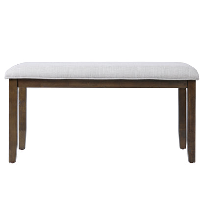 Upholstered Bench for Bedroom End of Bed,38-inch Entryway Bench for Living Room,Dining Bench with Padded Seat and Solid Wood Leg for Kitchen Bedroom,Indoor and Hallway (Bench, Beige+Brown) image 9