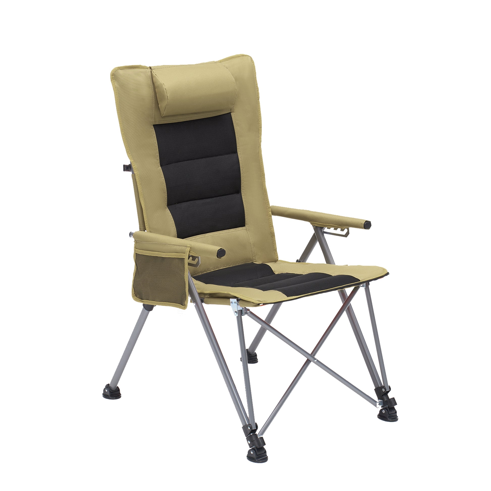 5-Position Adjustable Reclining Camping Chair, Side Pocket & Carry Bag, Heavy Duty, Portable Outdoor Chair for Beach, Camping, Patio,khaki image 11