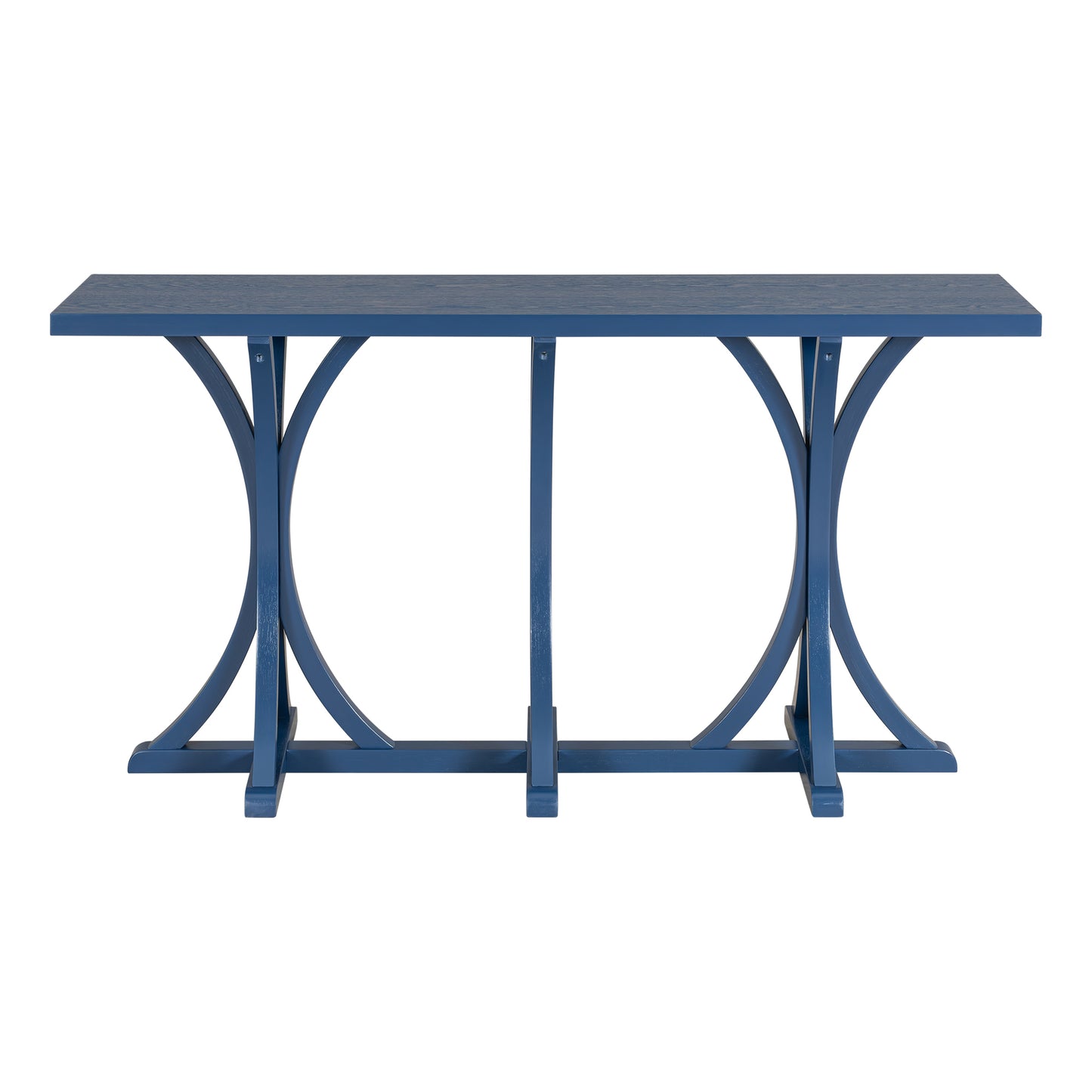 U-Style 59.8'' Wooden Console Table with Oak Veneer Top,Farmhouse Entryway Table with Rubber Wood Slender Curved Legs,Perfect for Living Room,Entryway,Hallway, Dining Spaces. image 9