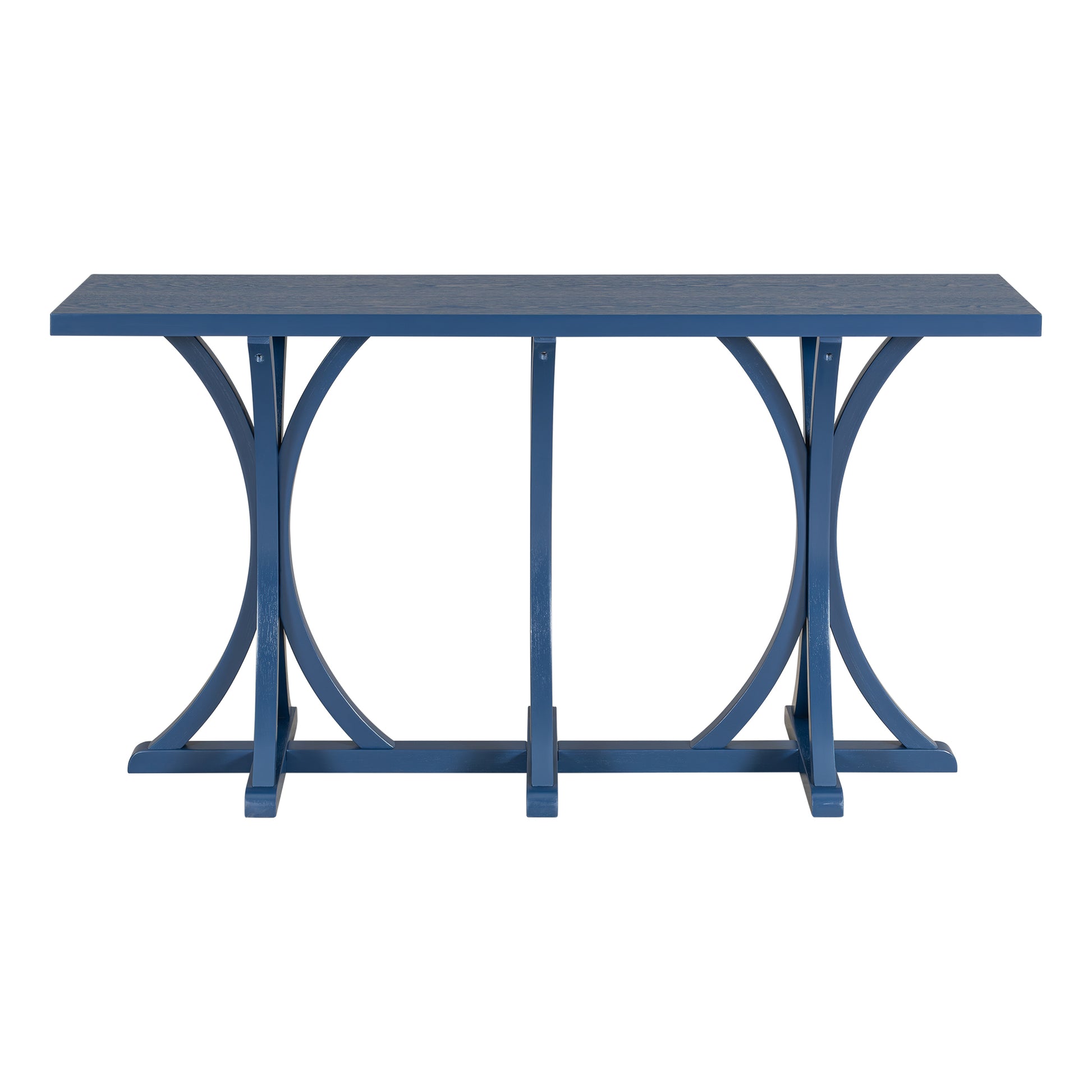 U-Style 59.8'' Wooden Console Table with Oak Veneer Top,Farmhouse Entryway Table with Rubber Wood Slender Curved Legs,Perfect for Living Room,Entryway,Hallway, Dining Spaces. image 9