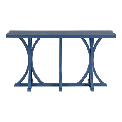 U-Style 59.8'' Wooden Console Table with Oak Veneer Top,Farmhouse Entryway Table with Rubber Wood Slender Curved Legs,Perfect for Living Room,Entryway,Hallway, Dining Spaces. image 9