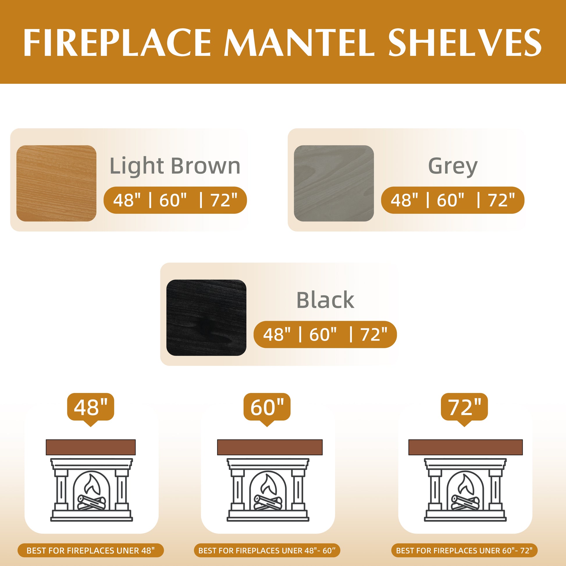 48'' Fireplace Mantel Fir Wood Wall-Mounted & Floating Shelf for Home Decor with Flat Surface image 4