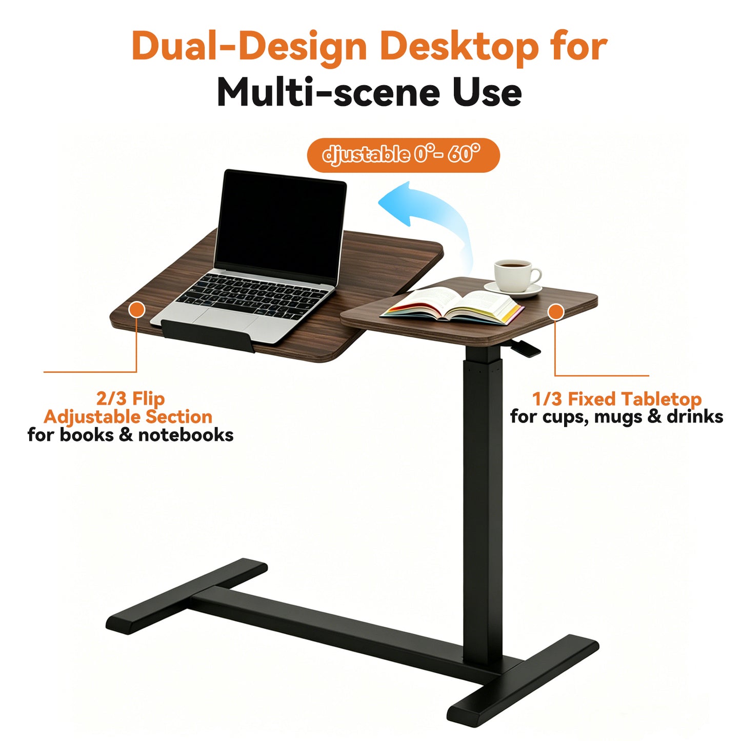 Mobile Adiustable Standing Desk, Walnut Color image 4