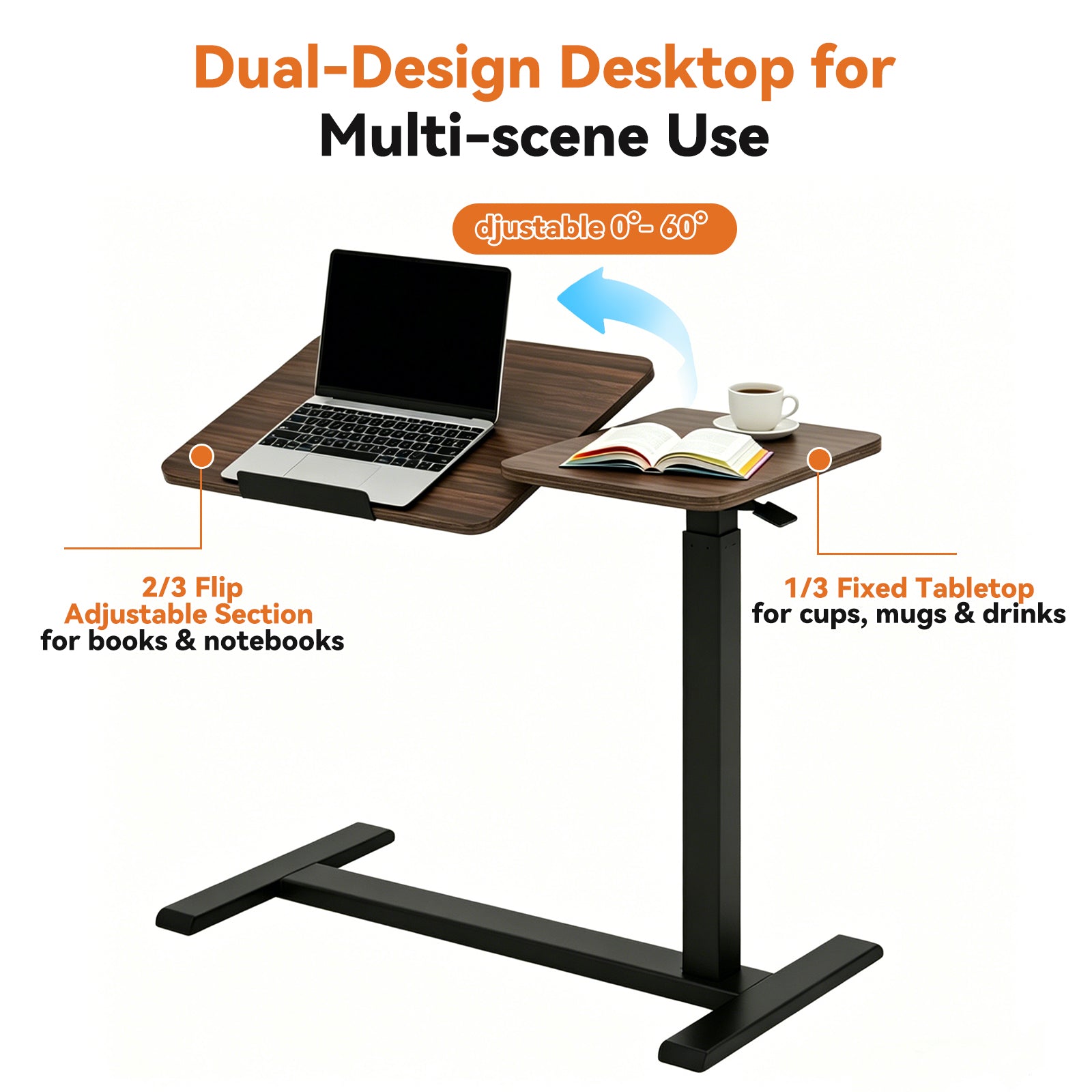 Mobile Adiustable Standing Desk, Walnut Color image 4