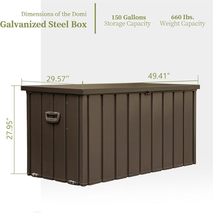 150 Gallon Outdoor Storage Deck Box Waterproof, Large Patio Storage Bin for Outside Cushions, Throw Pillows, Garden Tools, Lockable, Resin bottom (Dark Brown) image 5