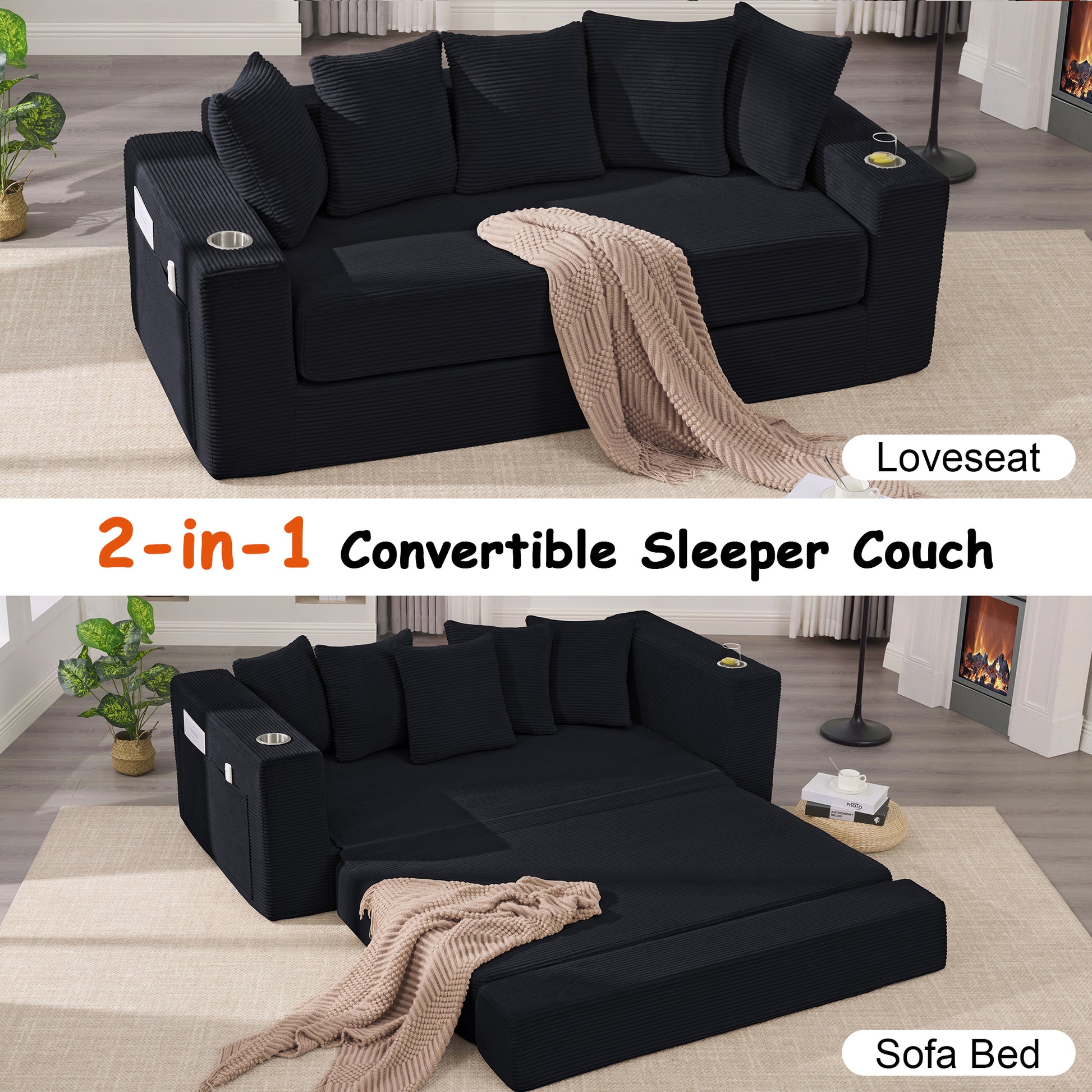 76IN Folding Convertible Sofa Bed image 4