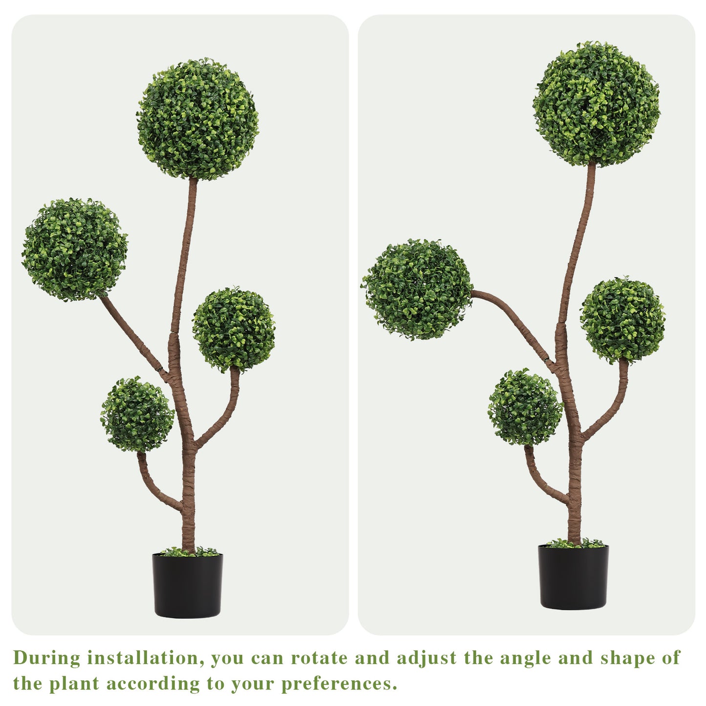 4FT Tall Artificial Boxwood Topiary Tree Large Faux Green Plant in Pot for Indoor Outdoor Patio Porch Garden Decoration, 1pc/set image 6