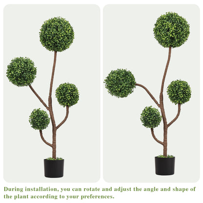 4FT Tall Artificial Boxwood Topiary Tree Large Faux Green Plant in Pot for Indoor Outdoor Patio Porch Garden Decoration, 1pc/set image 6