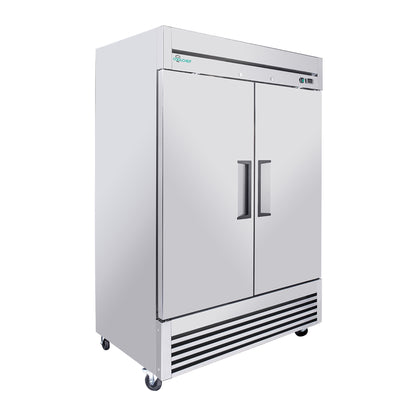 54"Commercial Freezer, 49 Cu.Ft Double Door Stainless Steel Reach-In Freezer, -8~0℉, Air Cooling, 6 Shelves, R290, ETL image 1
