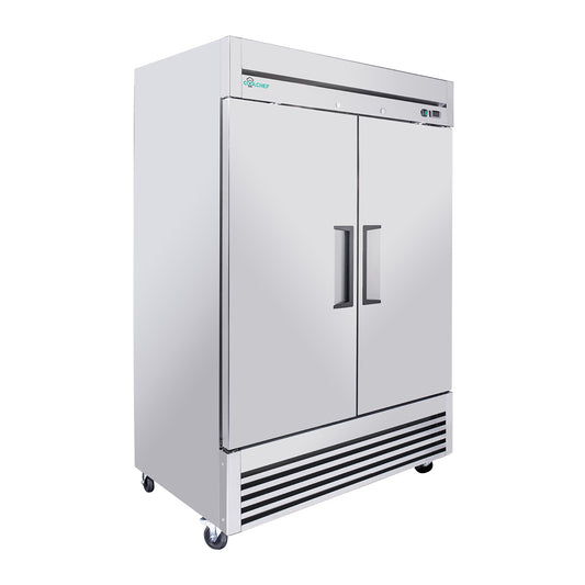54 inch commercial freezer double door stainless steel front view