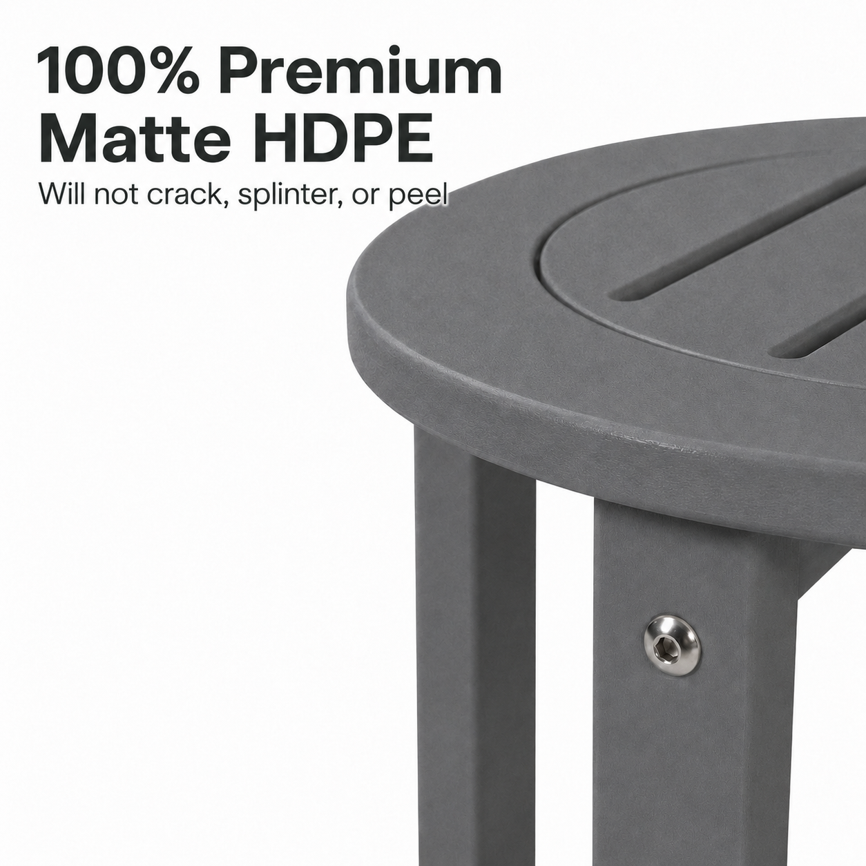 Gray HDPE Round Outdoor Side Table, 18 in. Dia. x 17 in. H, Small All-Weather Patio End Table, 1 Piece image 4