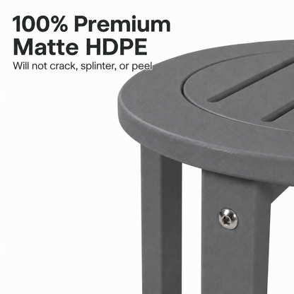 Gray HDPE Round Outdoor Side Table, 18 in. Dia. x 17 in. H, Small All-Weather Patio End Table, 1 Piece image 4