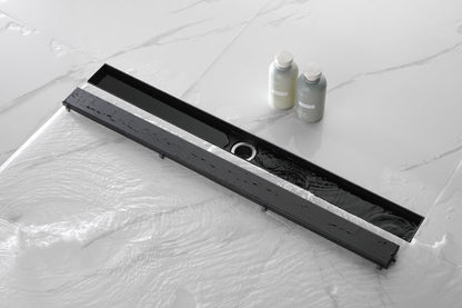 32 Inches Linear Shower Drain with Removable Cover, 304 Stainless Shower Drain Included Hair Strainer and Leveling Feet, image 12