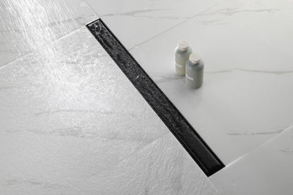32 Inches Linear Shower Drain with Removable Cover, 304 Stainless Shower Drain Included Hair Strainer and Leveling Feet, image 5