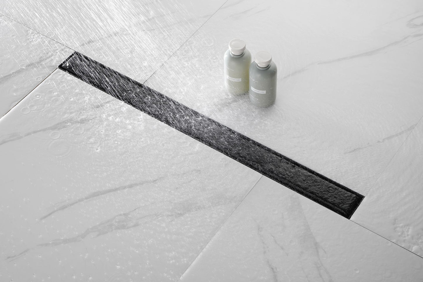 32 Inches Linear Shower Drain with Removable Cover, 304 Stainless Shower Drain Included Hair Strainer and Leveling Feet, image 4
