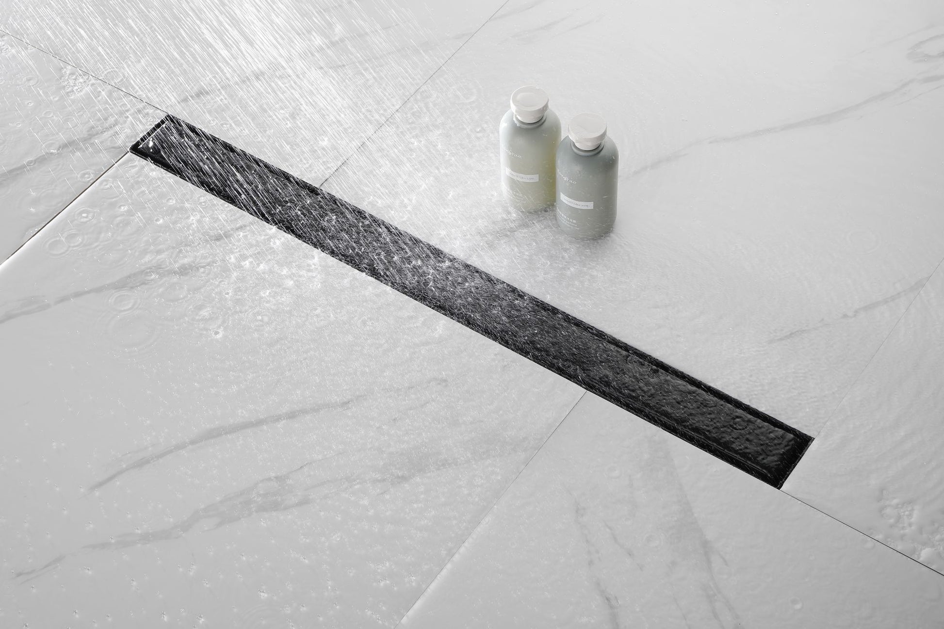 32 Inches Linear Shower Drain with Removable Cover, 304 Stainless Shower Drain Included Hair Strainer and Leveling Feet, image 4