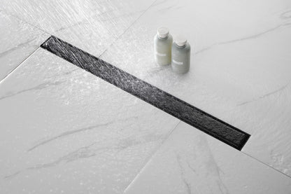 32 Inches Linear Shower Drain with Removable Cover, 304 Stainless Shower Drain Included Hair Strainer and Leveling Feet, image 4