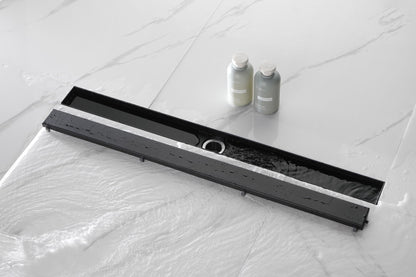32 Inches Linear Shower Drain with Removable Cover, 304 Stainless Shower Drain Included Hair Strainer and Leveling Feet, image 15