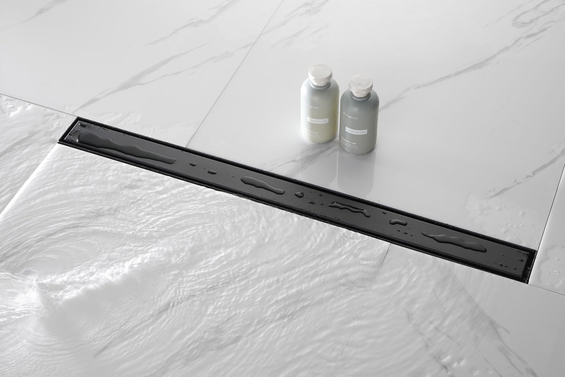 32 Inches Linear Shower Drain with Removable Cover, 304 Stainless Shower Drain Included Hair Strainer and Leveling Feet, image 14