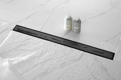 32 Inches Linear Shower Drain with Removable Cover, 304 Stainless Shower Drain Included Hair Strainer and Leveling Feet, image 14