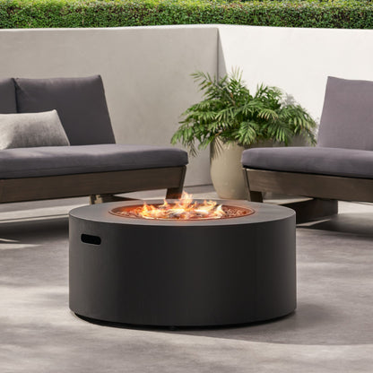 32" Patio 40,000 BTU Round Iron Propane Fire Pit, Dark Grey (Tank Cover not Included) image 7