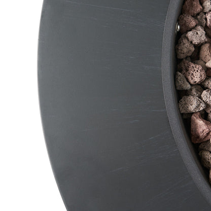 32" Patio 40,000 BTU Round Iron Propane Fire Pit, Dark Grey (Tank Cover not Included) image 15