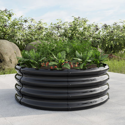 32.08"*11.4" Tall Round Raised Garedn Bed,Metal Raised Beds for Vegetables, Outdoor Garden Raised Planter Box, Backyard  image 5
