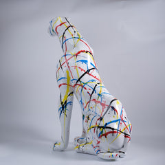 Large Modern Resin Leopard Sculpture,Classical Leopard Statues for Home Decor, H:31.5 Inch Big Size Suitable for Various Shops Hall ,Highly Eye-Catching
