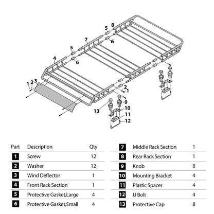 Roof Rack Cargo Basket 50"(L) x 36"(W) x 5.1"(H) Extendable Universal Rooftop Luggage Carrier for Truck Cars SUV with Waterproof Cargo Bag, Cargo Net, Ratchet Straps & Outdoor Combination Lock image 7