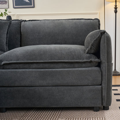 Oversized 41.73" Sofa Chair, Modern Upholstered Armchair with 1 Toss Pillow, Modular Sectional Sofa for Living Room, Deep Seat Reading Sofa for Bedroom Apartment, DIY Combination Chenille,Grey image 7