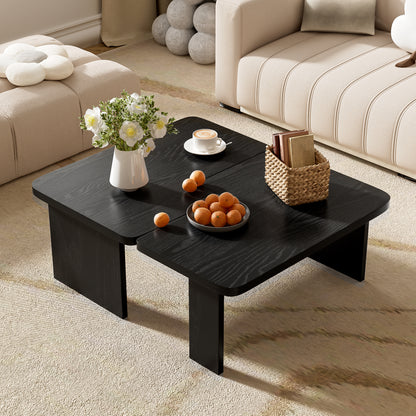 U-Can Modern Minimalist Coffee Table Set, Rectangle Coffee Table with Splicing Design, Multifunctional Combination Table for Living Room image 2