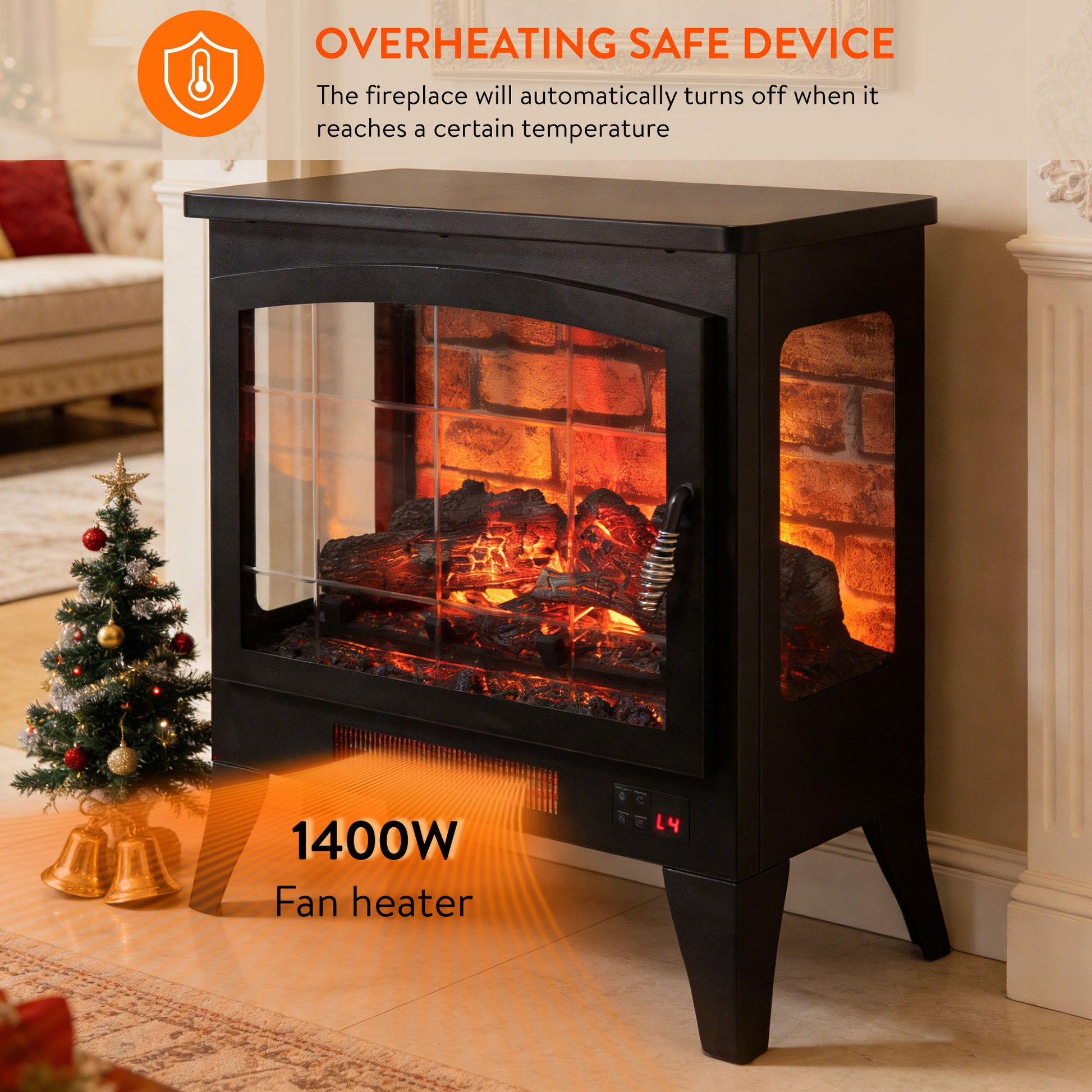 21 inchThree-sided Freestanding Electric Fireplace Stove heater with 3D Flame effect with remote control image 5