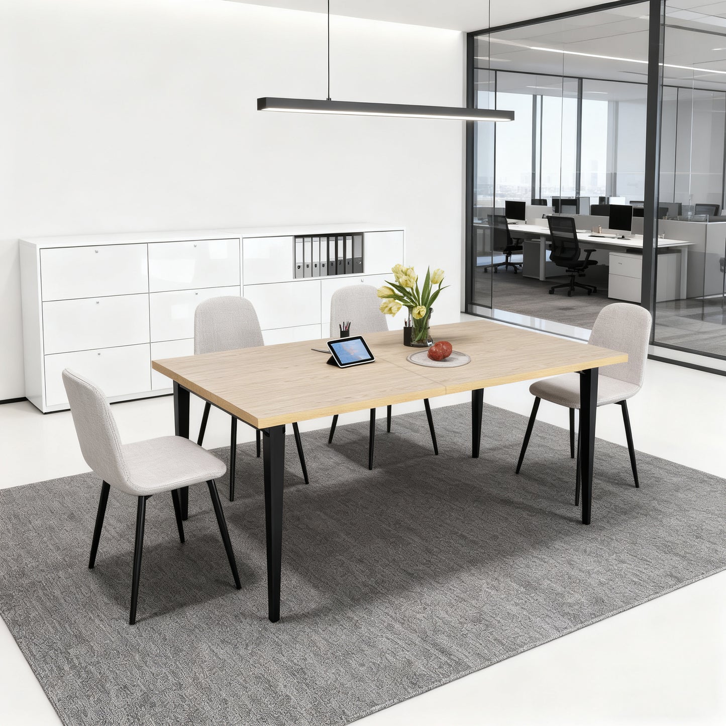 63-inch Modern Dining Table, Wooden Tabletop & Rust-Resistant Iron Legs, Rectangular Kitchen Table for 6-8 People, Rustic Industrial Design for Dining Room, Patio(Table Only) image 7