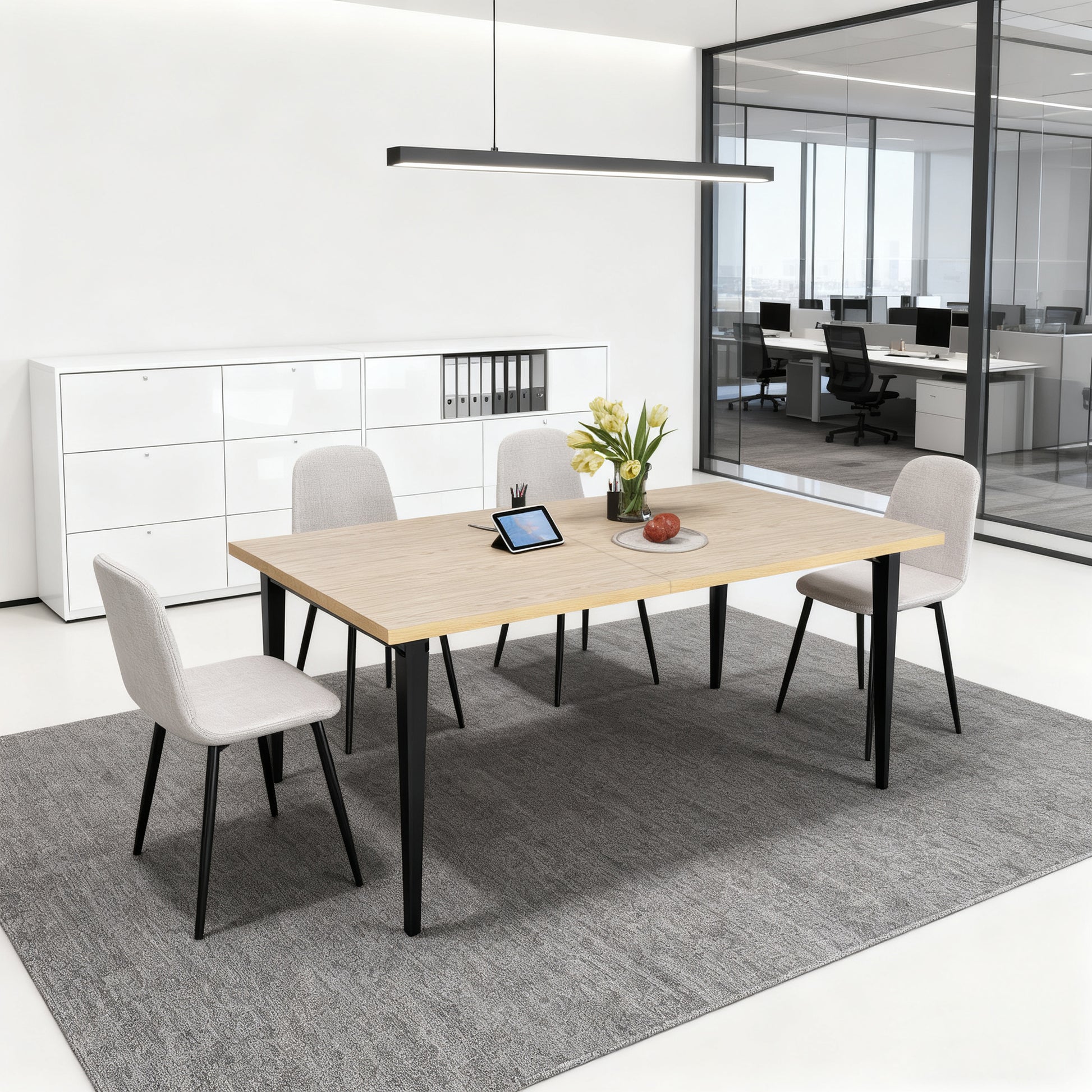 63-inch Modern Dining Table, Wooden Tabletop & Rust-Resistant Iron Legs, Rectangular Kitchen Table for 6-8 People, Rustic Industrial Design for Dining Room, Patio(Table Only) image 7