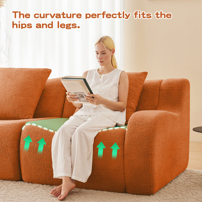 Soft Teddy Fabric Boneless Sofa,No Assembly Required Streamlined Design,Anti-Slip Design 32D High Density Sponge Living Rooms Bedrooms,Orange image 6